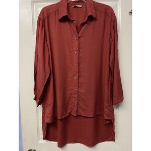 Soft Surroundings Womens Sarant Button Down Tunic Shirt Blouse L